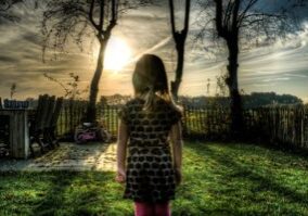 girl, bicycle, garden