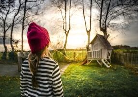 girl, childhood, garden