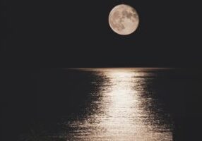 night, moon, sea