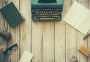 typewriter on white wood